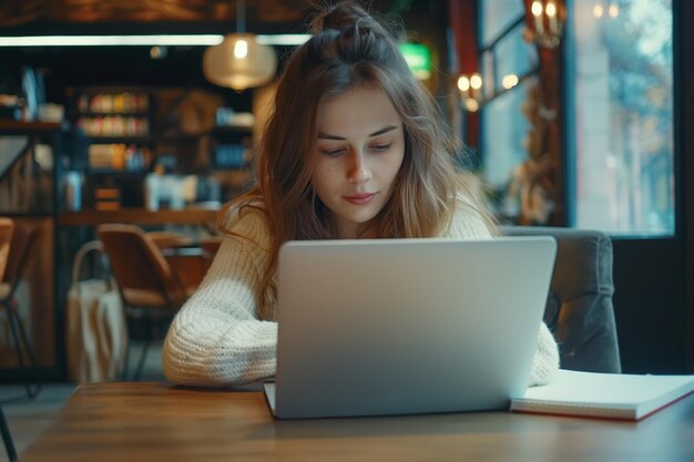 Une femme d'affaires professionnelle travaillant sur un ordinateur portable