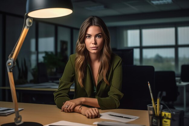 Femme d'affaires prospère debout dans un bureau créatif et regardant la caméra tout en souriant Portrait o