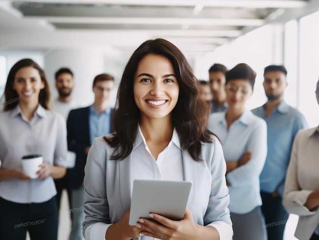 Femme d&#39;affaires avec son équipe