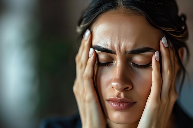 Photo la femme d'affaires souffrait d'une migraine perforante