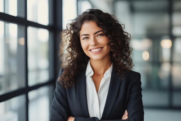 Une femme d'affaires souriante.