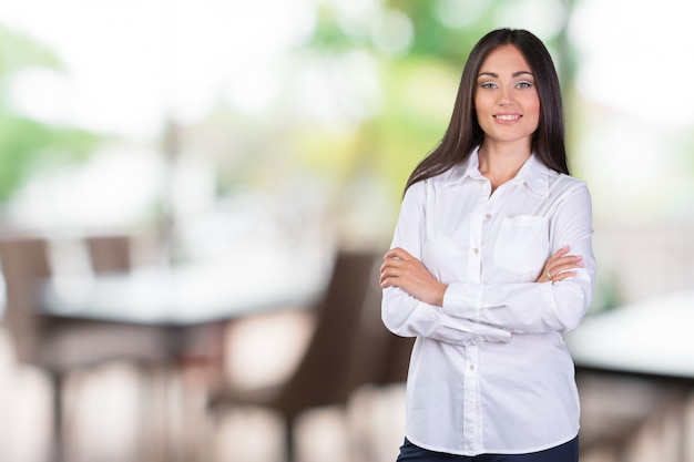 Femme affaires, sourire