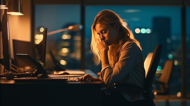 Femme d'affaires stressée dans la salle de bureau