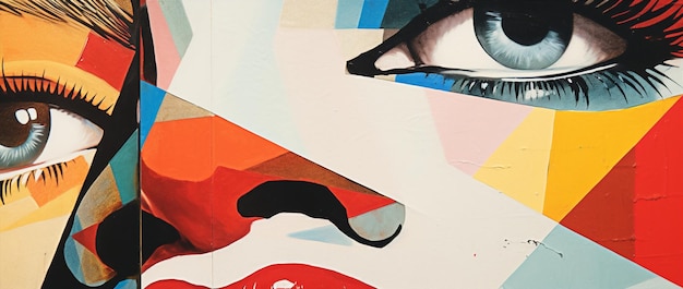 Femme affiche vintage abstrait tête fond mode art beauté joli style de visage de cheveux