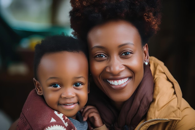 Photo femme africaine embrassant son bébé