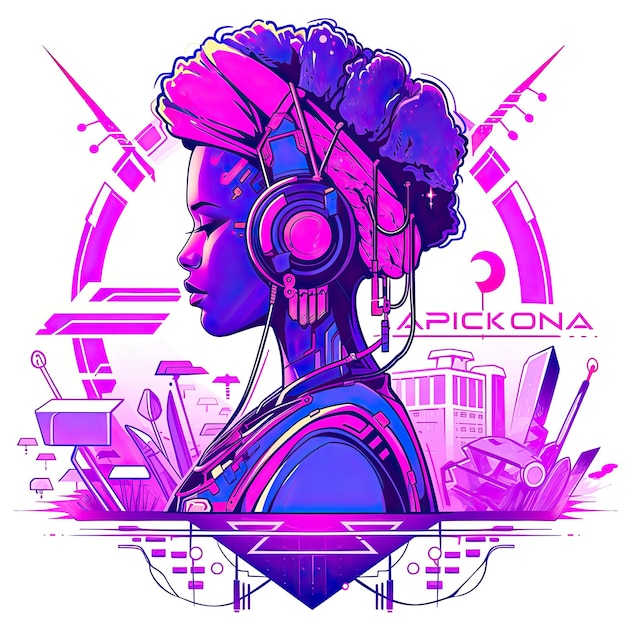 Femme africaine futuriste dans le style Wakanda Art d'illustration vectorielle pour les impressions de T-shirts