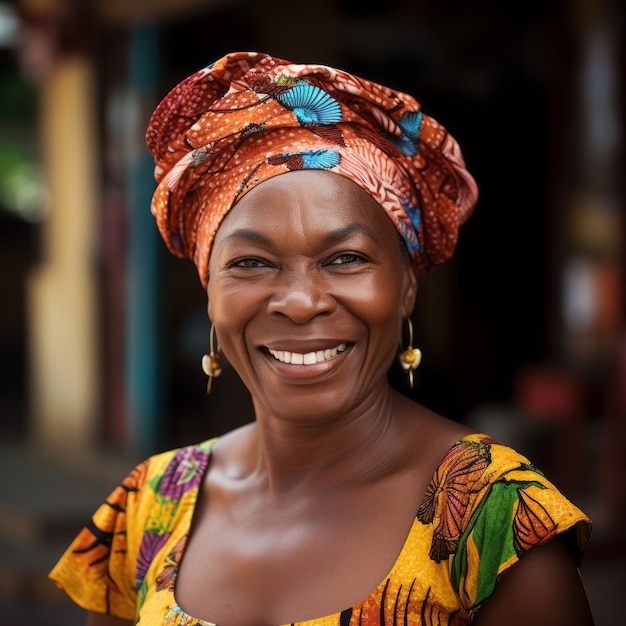 Femme africaine heureuse avec un sourire IA générative