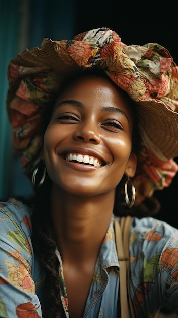 Femme africaine heureuse avec un sourire IA générative