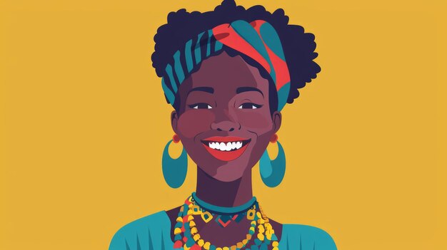 Photo une femme africaine joyeuse illustrant la diversité et l'inclusion