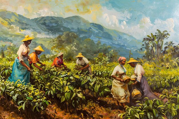 Photo une femme africaine sur une plantation de thé