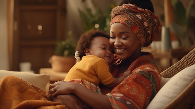 Une femme africaine avec son bébé