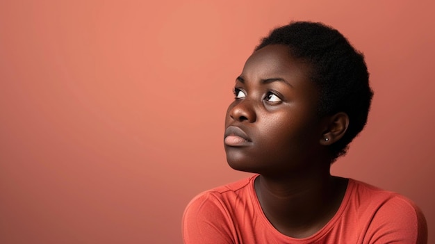 Photo une femme d'afrique de l'ouest émettant des regrets et des remords isolée sur un fond solide