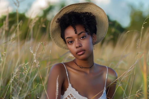 Photo une femme afro-américaine attrayante posant à l'extérieur