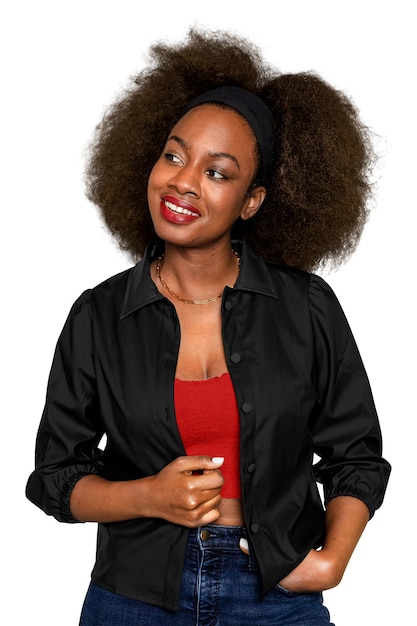 Femme afro-américaine autocollant png fond transparent