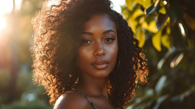 Une femme afro-américaine posant à l'extérieur