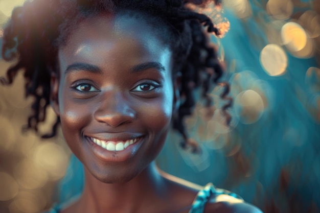 Une femme afro-américaine souriante.