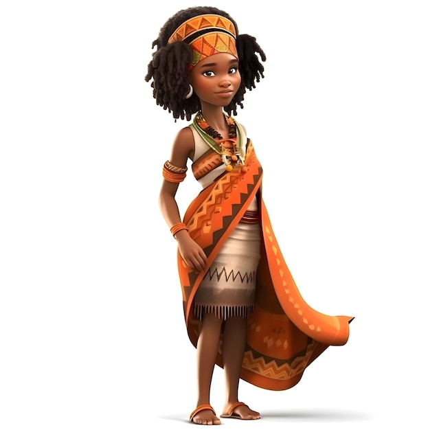 Femme afro-américaine vêtue de vêtements traditionnels 3d illustration rendue numériquement