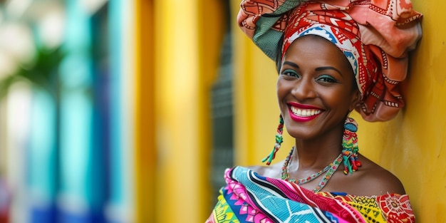 Une femme afro-brésilienne joyeuse embrasse les traditions Baiana à Salvador Da Bahia, au Brésil