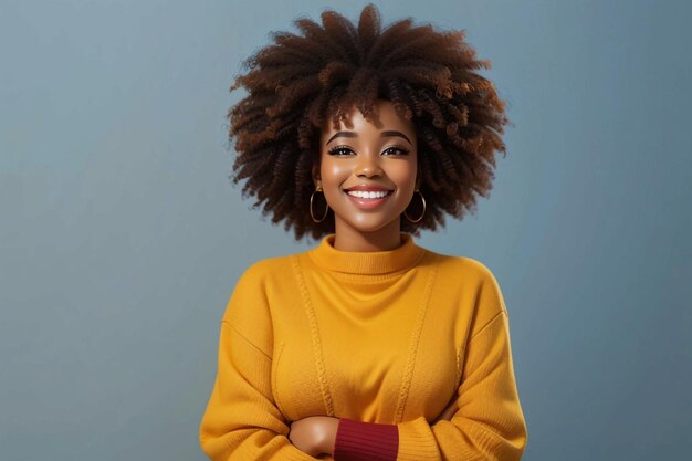 Une femme afro joyeuse