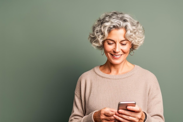 Photo femme d'âge moyen utilisant son smartphone