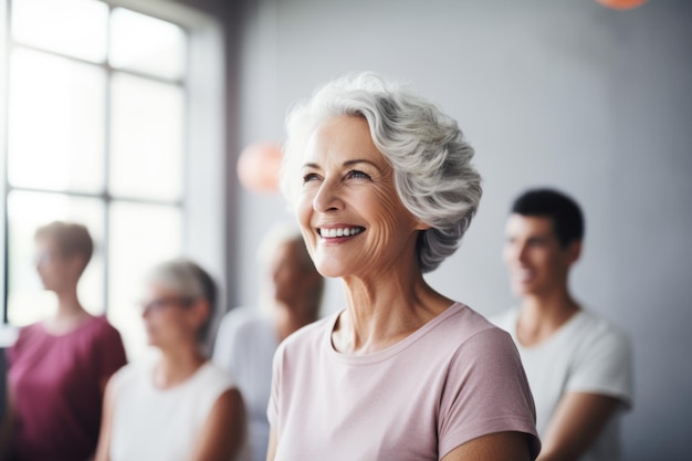 Femme âgée avec une expression joyeuse en cours de danse