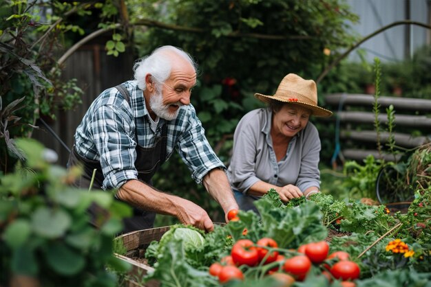 Photo femme âgée jardinière et planteuse