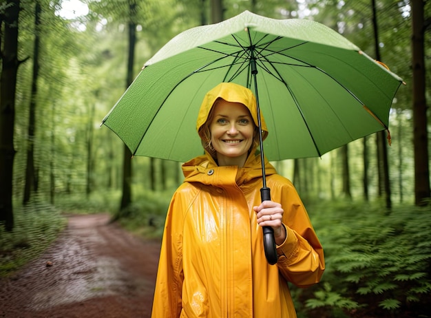 Photo une femme âgée réfléchie tenant un parapluie créé avec la technologie d'ia générative