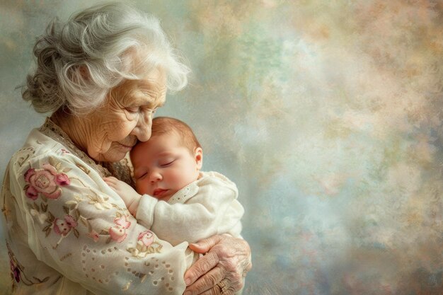 femme âgée tenant un bébé grand-parent concept de parentalité