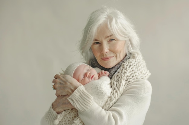femme âgée tenant un bébé grand-parent concept de parentalité
