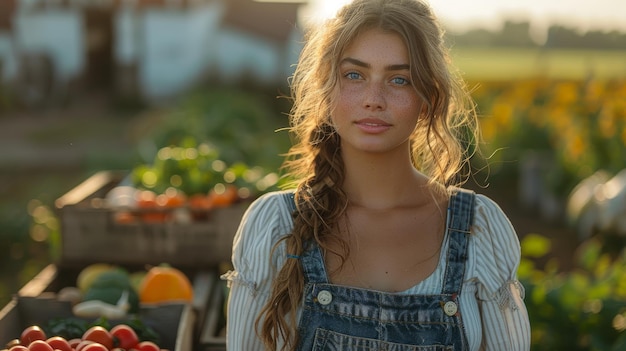 femme agricultrice en train de récolter