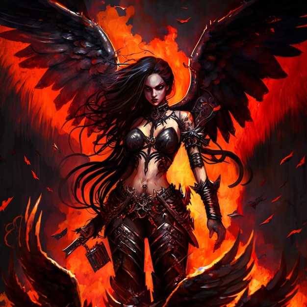Une femme avec des ailes qui dit "ange" dessus
