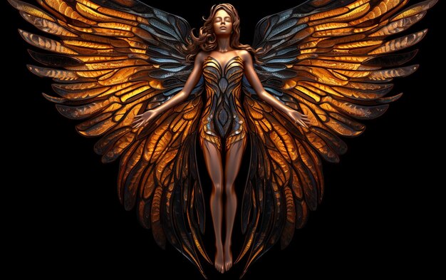 Photo une femme avec des ailes qui dit 
