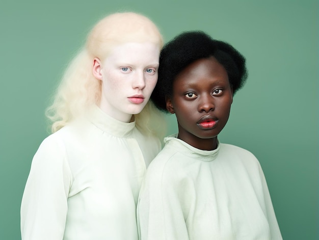 Photo femme albinos et femme africaine dans la diversité