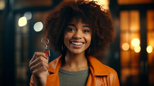 Une femme américaine obtient la clé de sa nouvelle maison