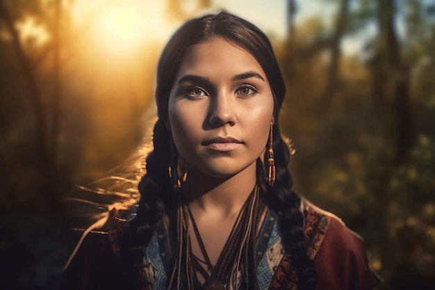 Femme amérindienne Communauté de culture tribale amérindienne traditionnelle Générer une IA