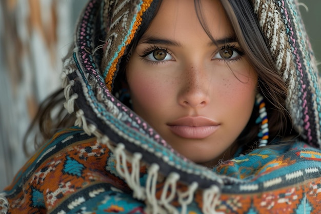 Photo une femme amérindienne portant un foulard autour de la tête