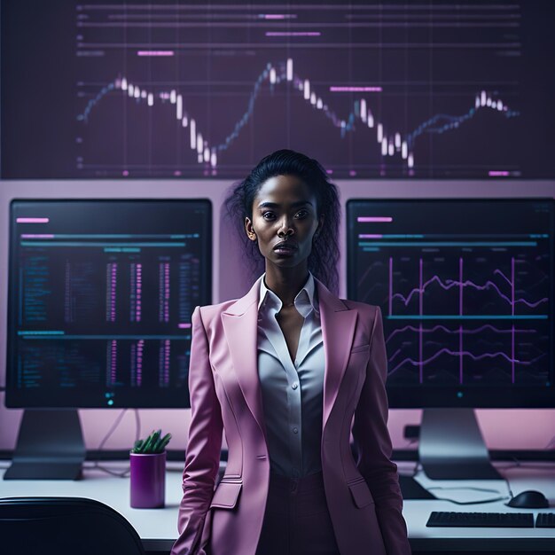 Femme analysant les stocks dans le bureau du technologue