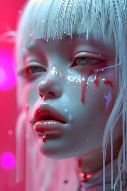 Une femme android 3D rend l'anime cyberpunk