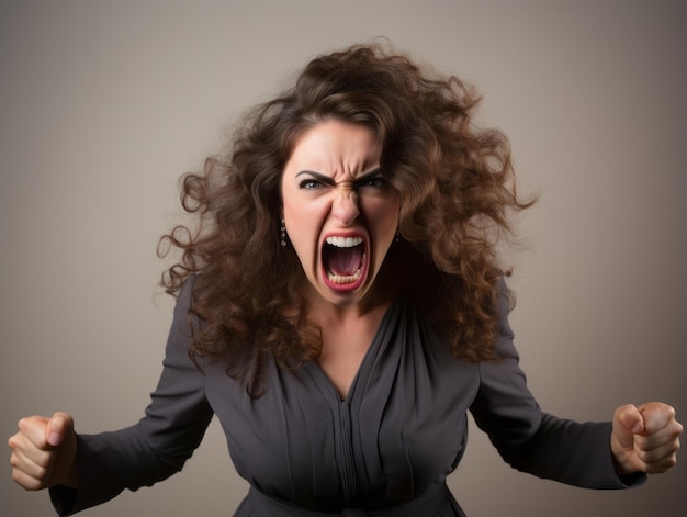 Photo une femme d'apparence européenne qui semble furieuse.