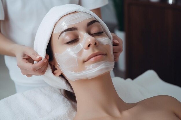 Une femme apprécie un traitement de beauté au spa