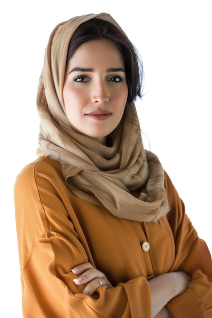 Une femme arabe sur fond blanc.