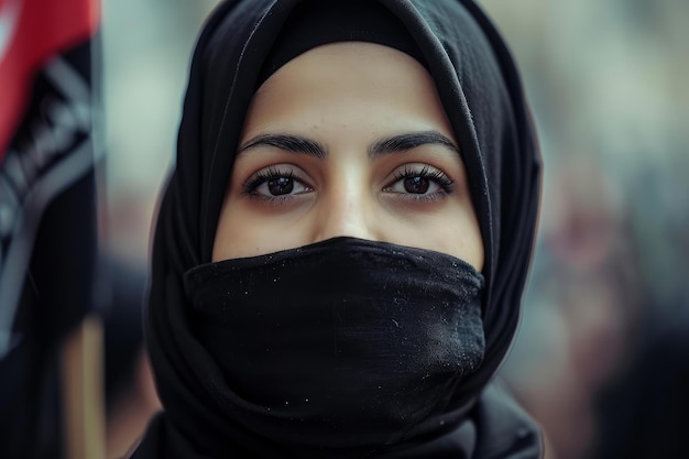 Une femme arabe intrépide qui proteste contre Generate Ai