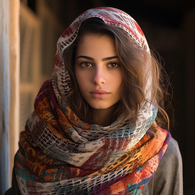 Une femme arabe en keffiyeh