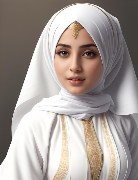 une femme arabe en tenue blanche