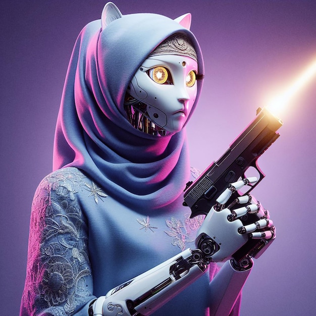 une femme avec une arme qui dit alien sur elle