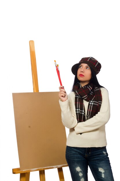 Photo femme artiste isolée sur le blanc