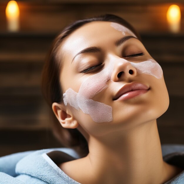 Photo une femme asiatique détendue profitant d'un massage facial au spa