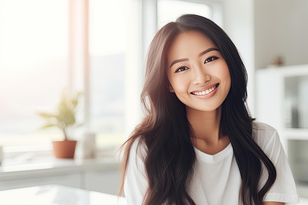 Une femme asiatique à la maison