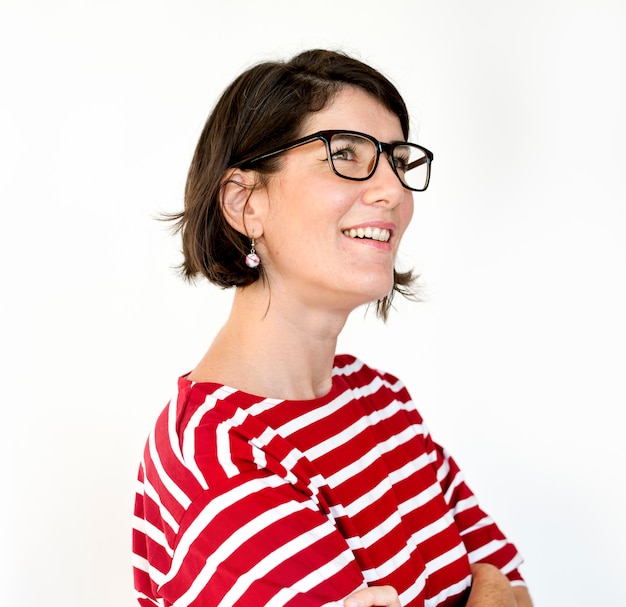 Femme Asiatique, Sourire, Expression Visage, Studio, Portrait