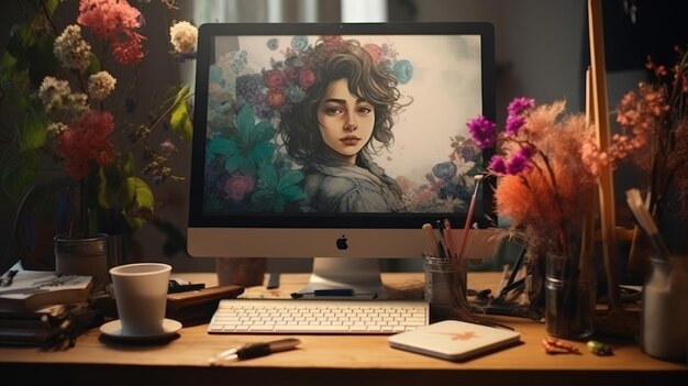 Une femme assise sur un bureau